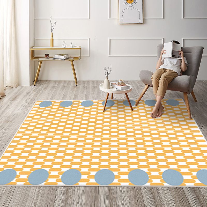 Colorful Modern Area Carpet Geometric Pattern Polyester Area Rug Easy Care Washable Rug for Bedroom