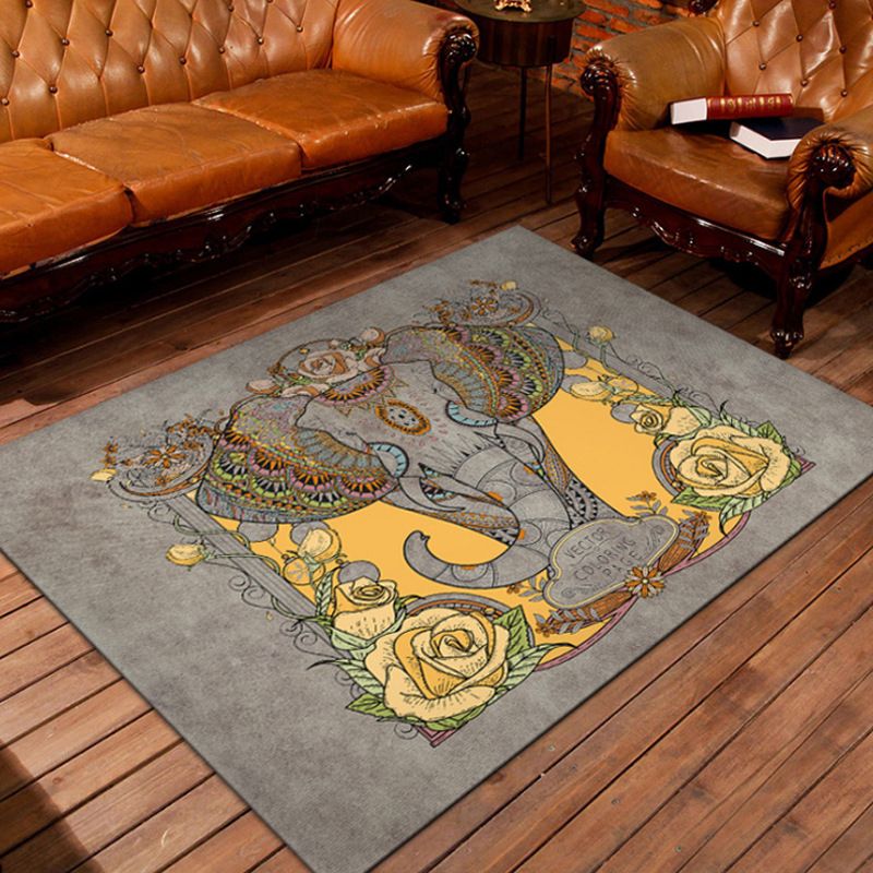 Unusual Geometric Patterned Rug Multi Color Moroccan Style Rug Polyester Anti-Slip Backing Machine Washable Stain Resistant Carpet for Home