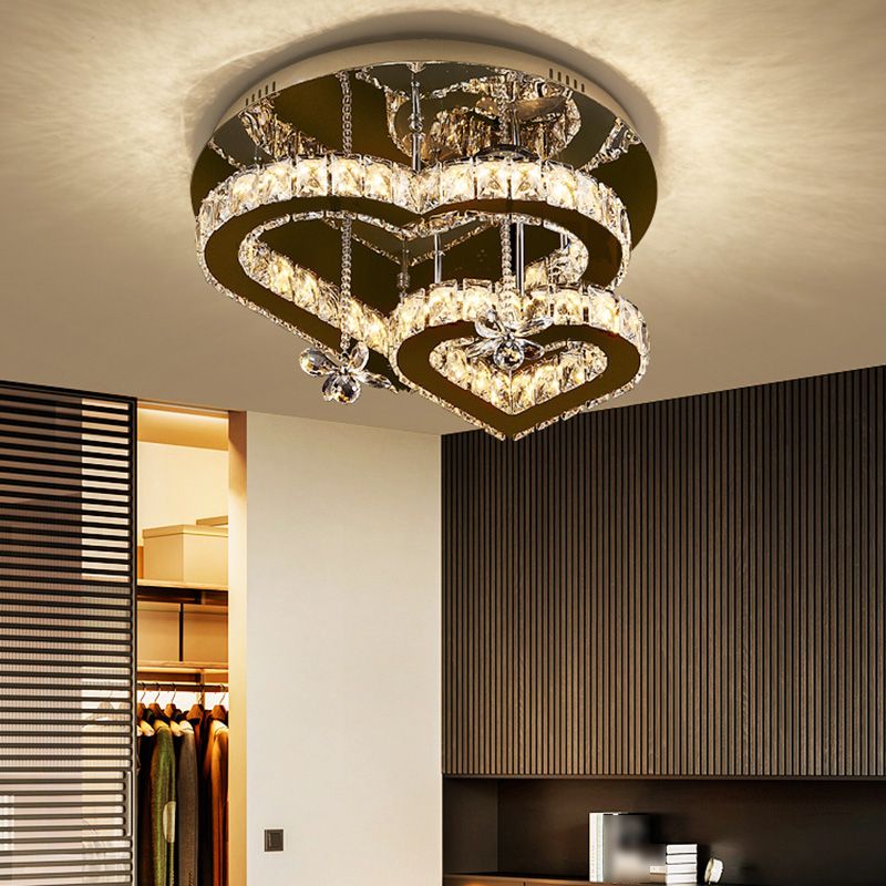 Corazón contemporáneo Flush Lighting Crystal 2 Luz de techo de luz de luz