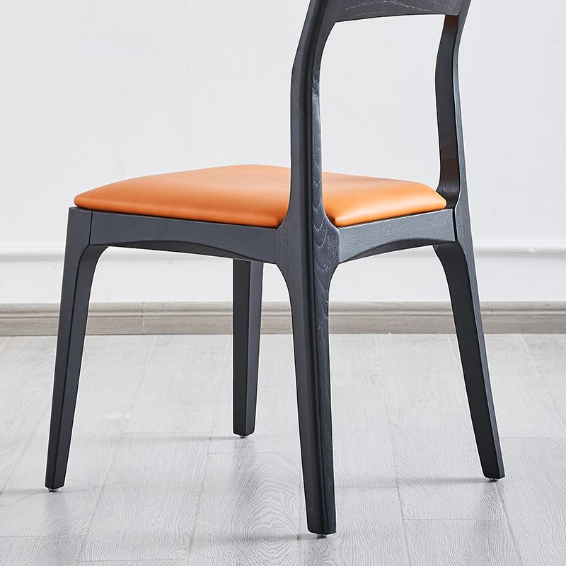 Silla de comedor de estilo escandinavo de madera, silla lateral de comedor acolchada con respaldo abierto para el hogar