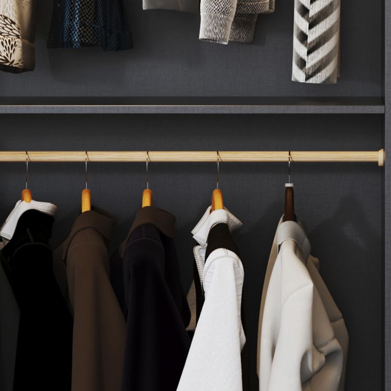 Grey Engineered Wood Wardrobe Cabinet Contemporary Wardrobe Closet