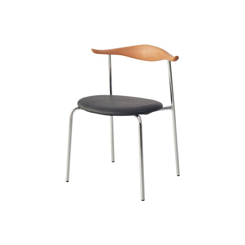 Silla sin brazos de comedor de metal moderno, silla lateral de comedor de cuero sintético para uso en restaurantes