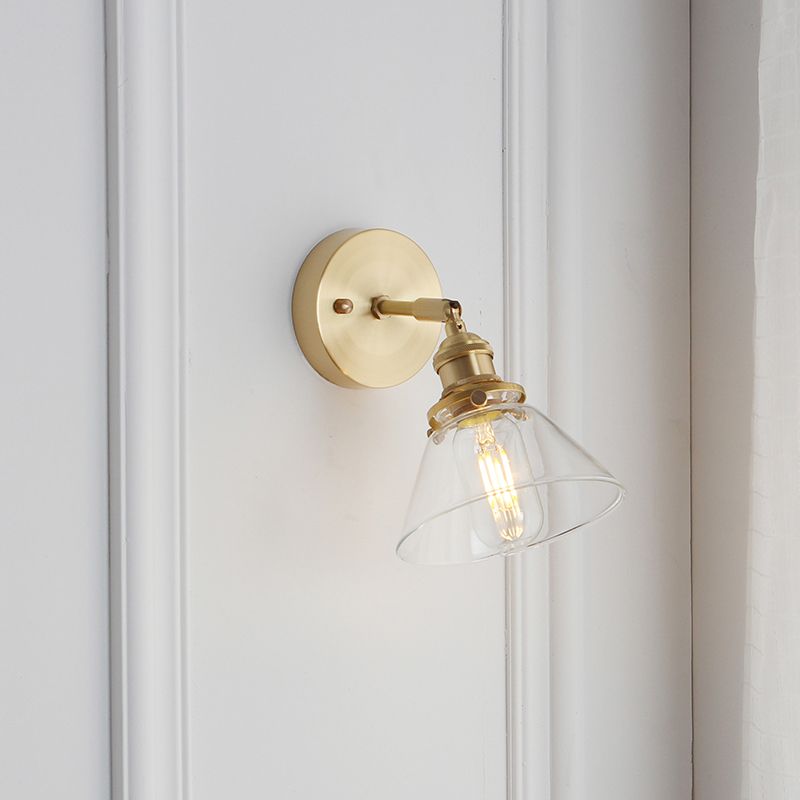 Entrepôt de lampe en verre en verre conique 1 Corridor Corridor Éclairage mural