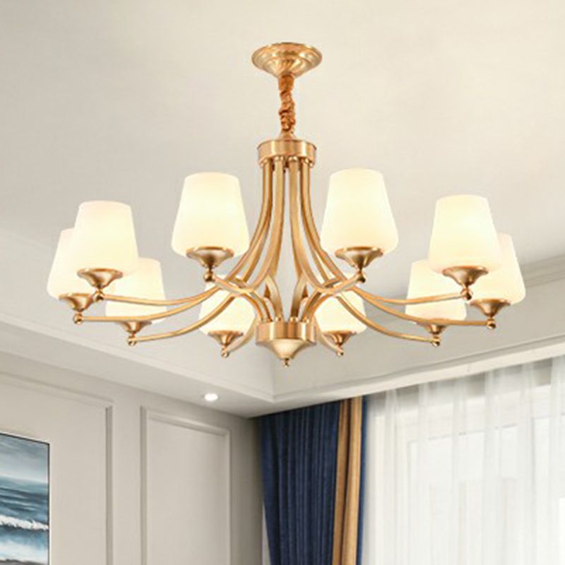 Goldene Knospen Suspension leicht rustikales Cremeglas Wohnzimmer Kronleuchter Anhänger Licht
