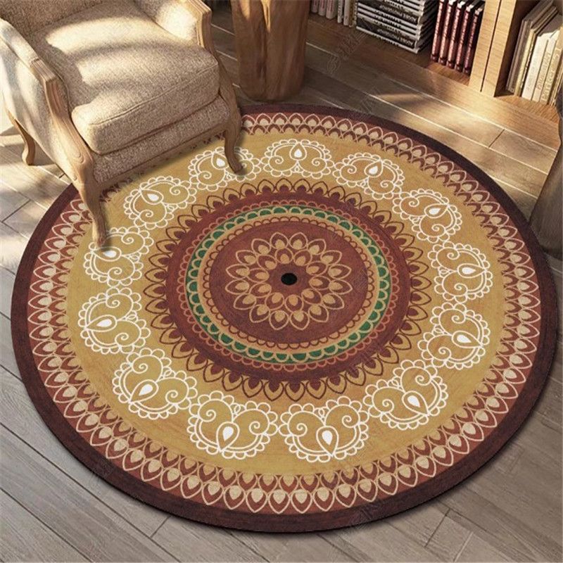 Bohemian Living Room Area Carpet Purple Polyester Area Rug American Pattern Anti-Slip Rug