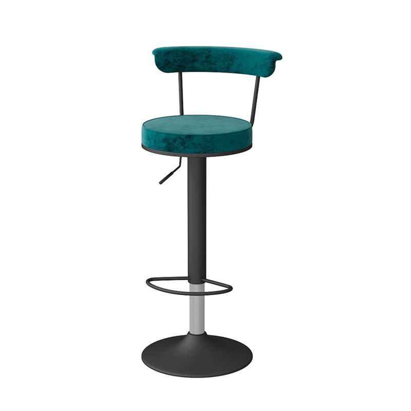 Scandinavian Metal Barstool Fabric Upholstered Counter Stool in Matte Finish for Indoor