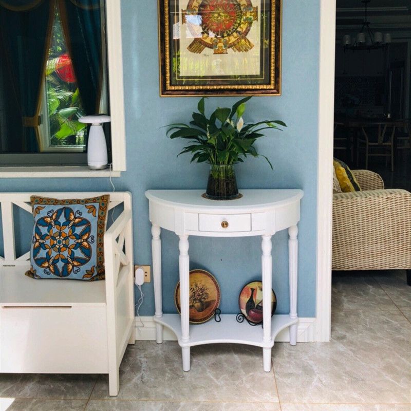 Storage Half Moon Console Table Wood Mid-Century Modern End Table