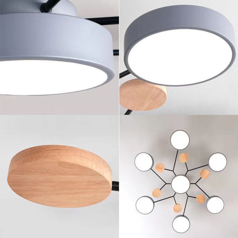 Nordic Style Ceiling Lighting Metal Semi Flush Mount for Living Room