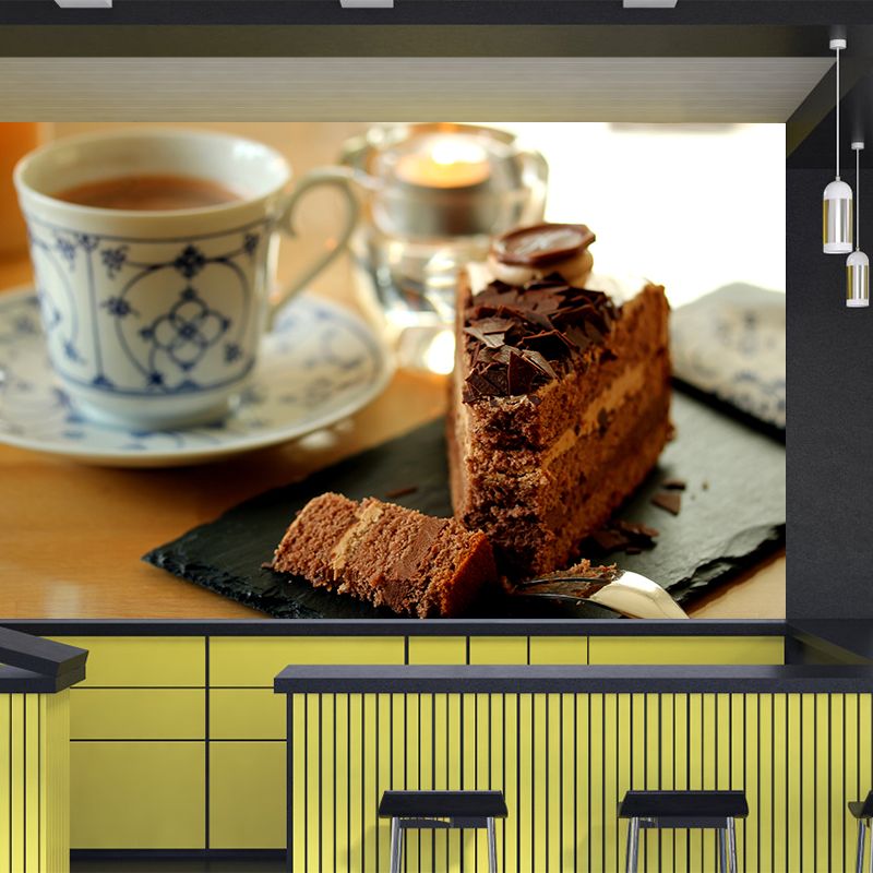 Cake Dessert Mural Wallpaper Modern Commerce Shop Decoration Stain Resistant Wall Decal