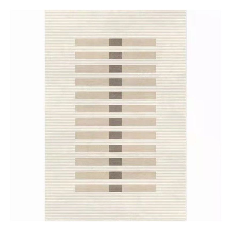 Apricot Striped Rug Polyester Casual Area Rug Non-Slip Backing Rug for Drawing Room