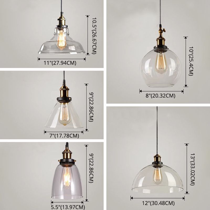 Retro Industrial 1 Lámpara de luz Lámpara de lámpara Alezo a mano iluminación colgante de vidrio para sala de estar