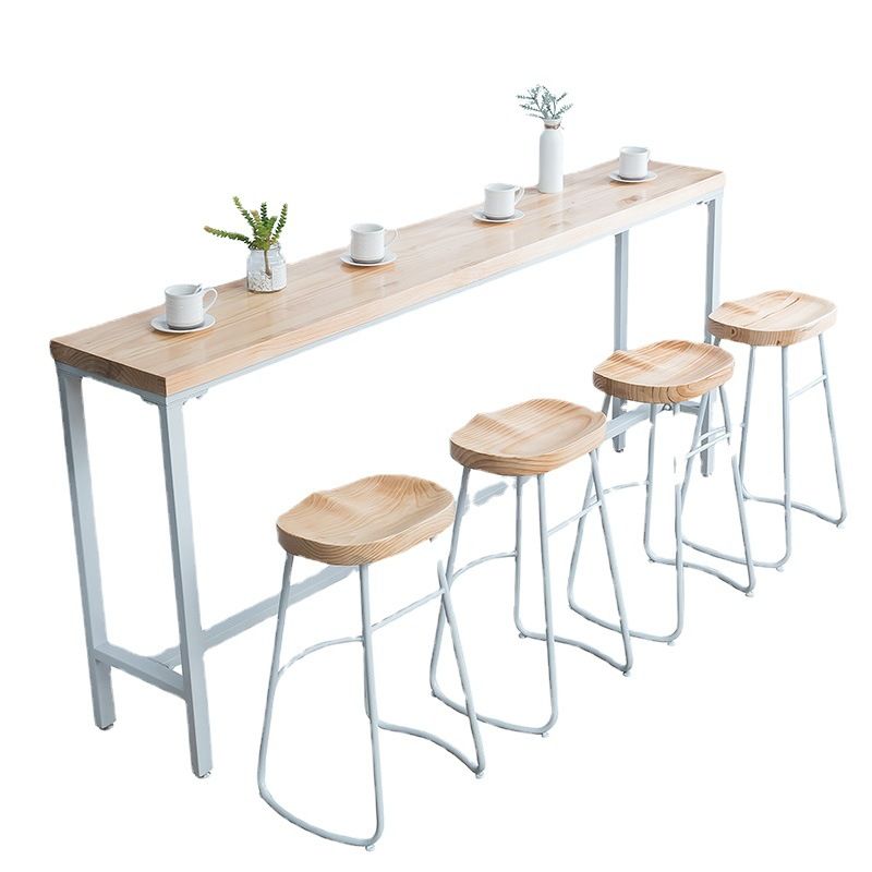 Natural Solid Wood Bar Table Modern Dining Table for Kitchen Living Room