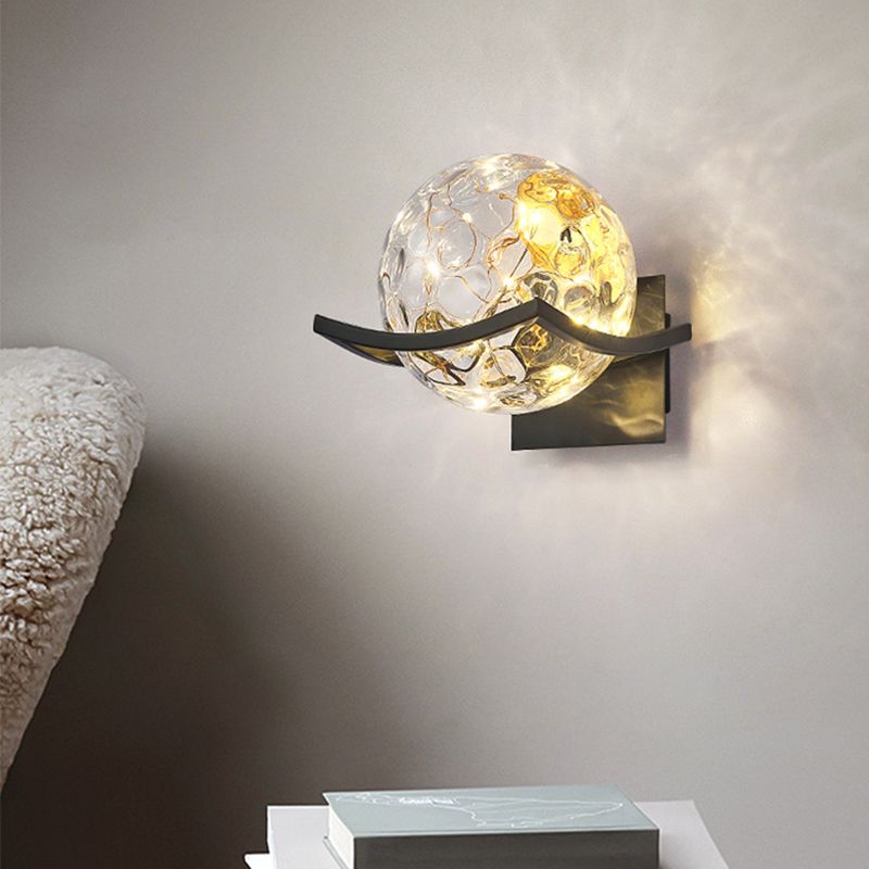 Single Golden/White/Black Wall Mounted Sconce Modernism Glass Shaded Wall Light for Foyer