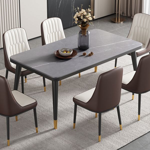Minimalist Sintered Stone Top Kitchen Dining Table Rectangle Shape Dining Table with 4 Legs Base