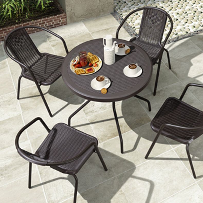 Industrial Bistro Table Water Resistant Glass/Plastic Top Table