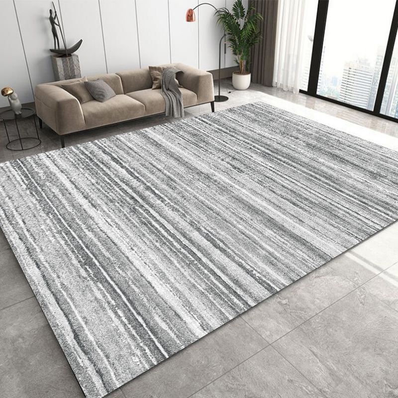 Grey Modern Area Carpet Geometric Pattern Polyester Area Rug Non-Slip Backing Rug for Living Room