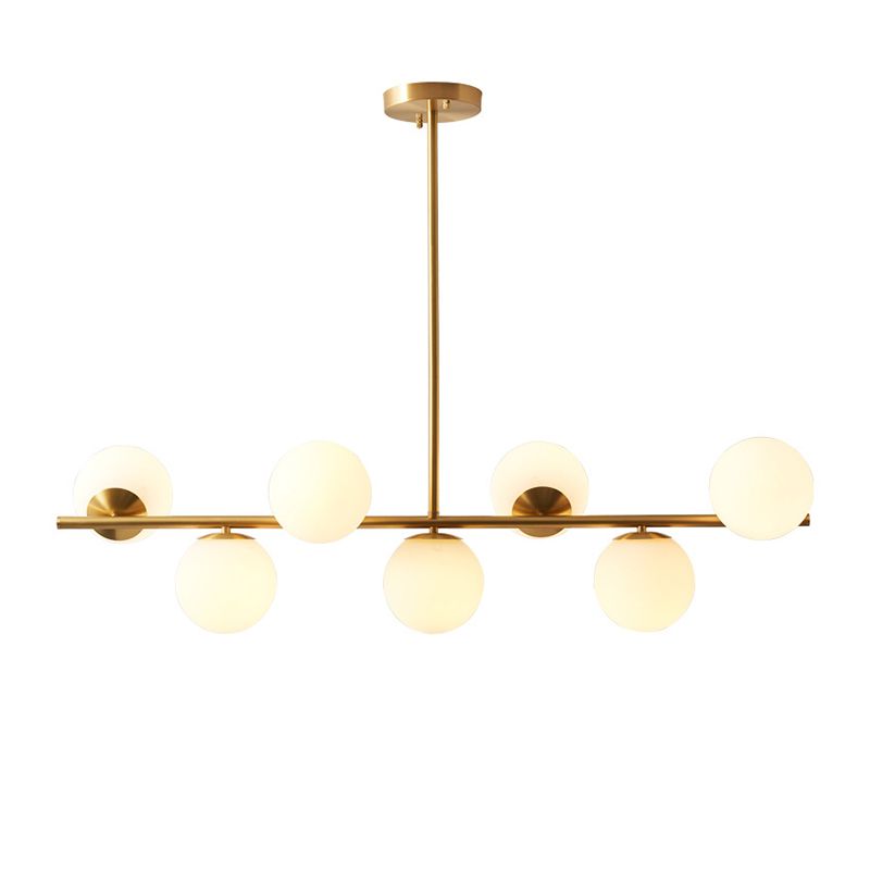 Brass 7-Light Island Light in Modern Luxury Style Copper Globe Pendant Light for Dining Room