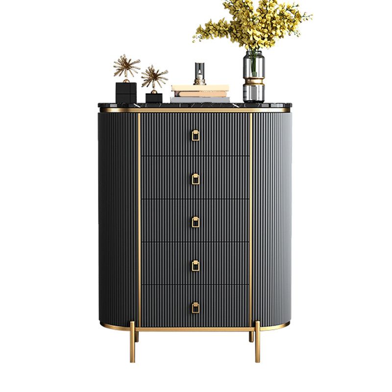 Glam Chest Bedroom Stone Vertical Storage Chest with Drawers