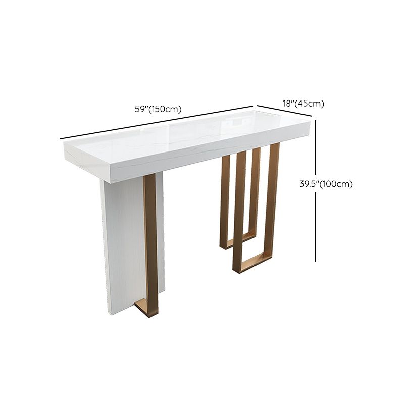 Modern Style Bar Table Set 1/2/5 Pcs Faux Marble Rectangular Bar Set for Indoor