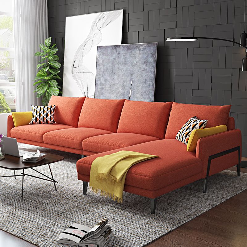 Modern Sectional with Linen Blend Pillow Back and Pillow Top Arms for 4 People