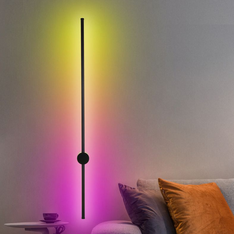 Modern Simplicity Style RGB Wall Sconce Black Long Strip Ambiance Decorative LED Wall Lamp for Restaurant Bar