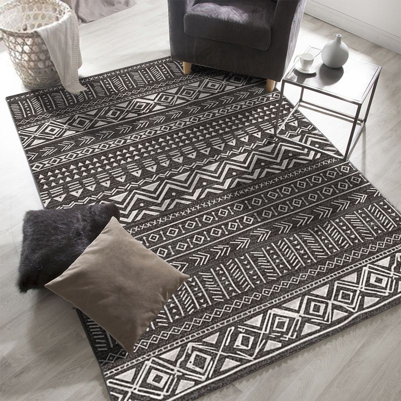 Ethnic Geometric Printed Rug Multi Colored Cotton Blend Indoor Rug Pet Friendly Easy Care Area Carpet for Living Room