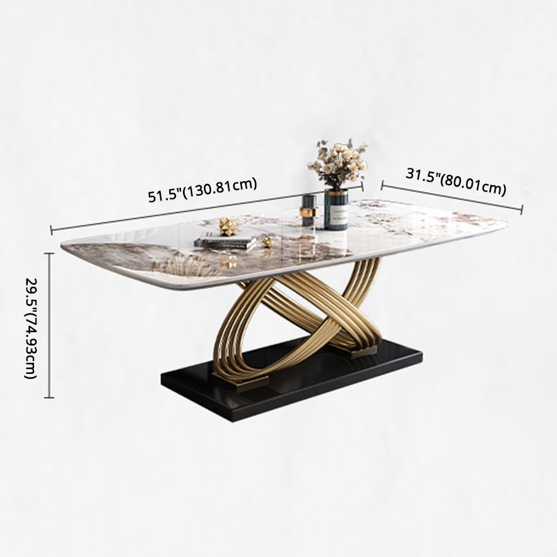 Fixed Contemporary Sintered Stone Kitchen Table Set with Pedestal Base Furniture for Home