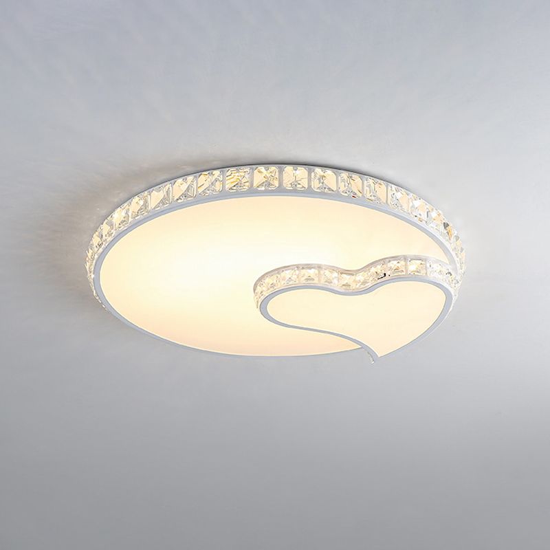 Geometry Acrylic Flush Mount Lamp Modern LED Ceiling Fixture with Clear Crystal Edge for Bedroom