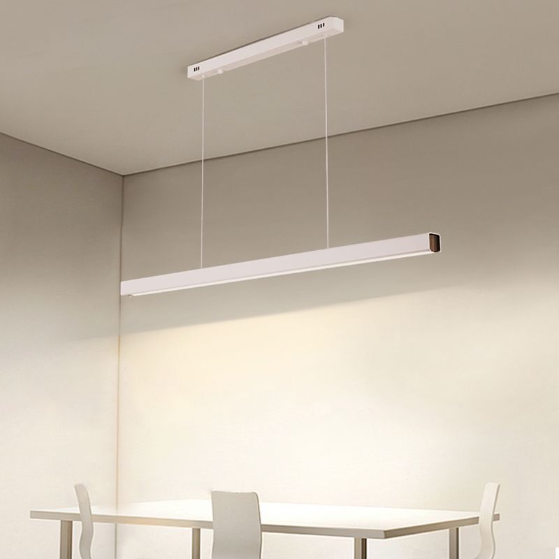 Modern Metal Pendant Lighting Linear Shape Hanging with Acrylic Shade Light in White