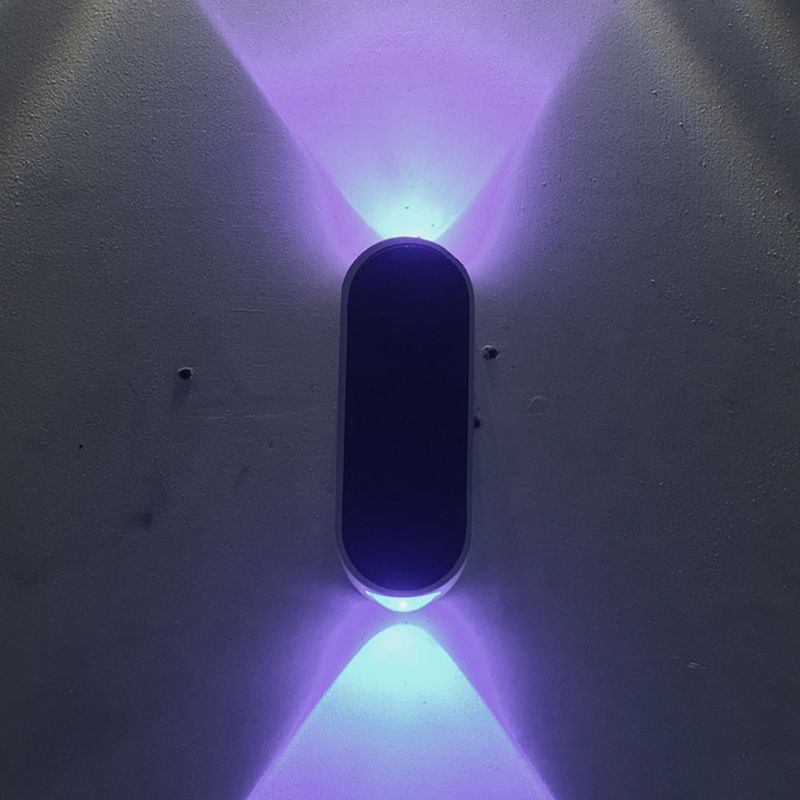 Corridor LED Flush Mury Sronce Simplicité Lampe murale en noir et blanc avec une teinte en métal oblong, violet / jaune / feu rouge