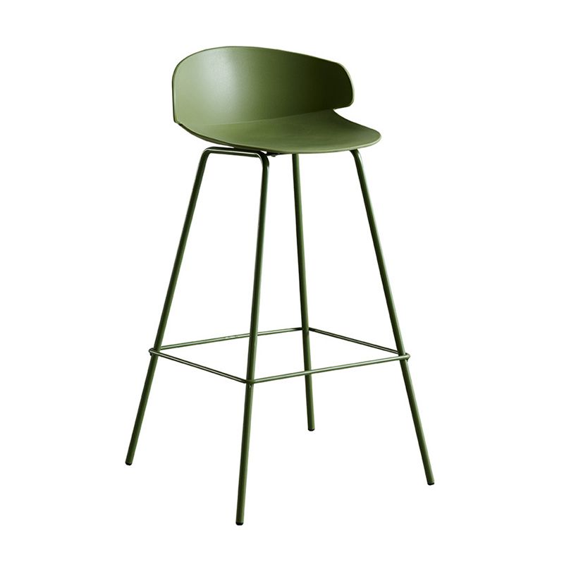 Scandinavian Plastic Metal Counter Stools Low Back Indoor Bar Stools with 4 Legs