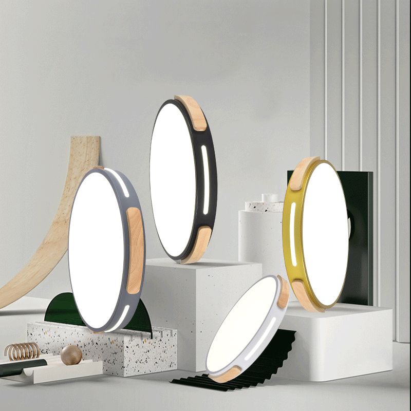 Ronde slaapkamer inbouw plafondlamp Metaal LED Nordic inbouwlamp met houtdecoratie