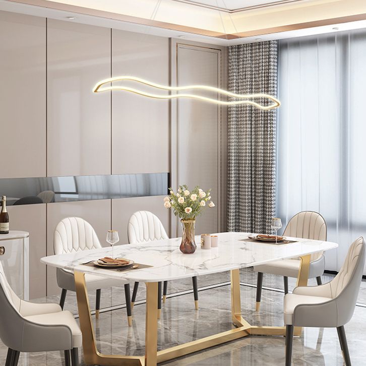 Metal Wavy Island Pendant Light Modern Style LED Island Lighting Fixture for Dinning Room
