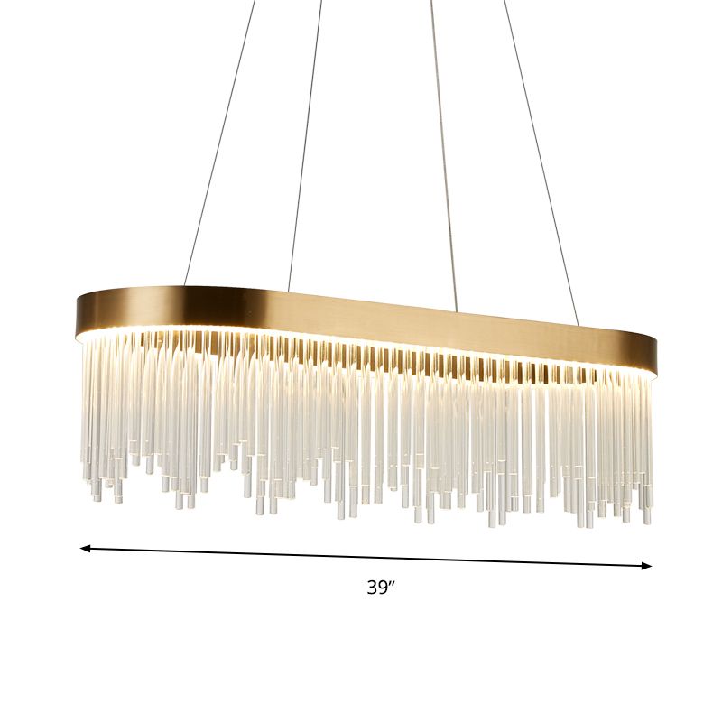 Lampada del lampadario tubolare Crystal moderno 23,5 "/31,5"/39 "Luce a sospensione in ottone LED larga in ottone in luce calda/bianca