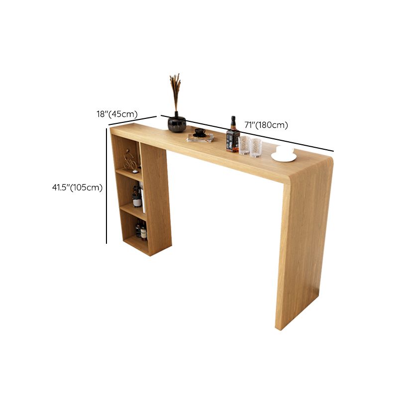 Modem Style Bar Table Rectangle Solid Wood Bar Dining Table with Double Pedestal Base