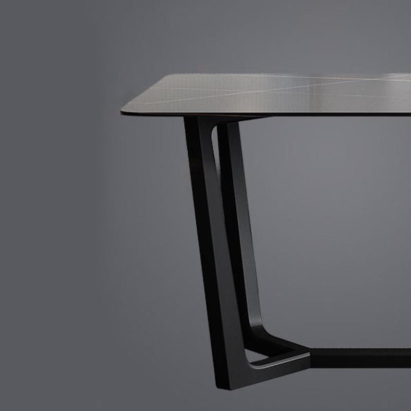 Industrial Sintered Stone Table for Restaurant Rectangle Dining Table with Trestle Base