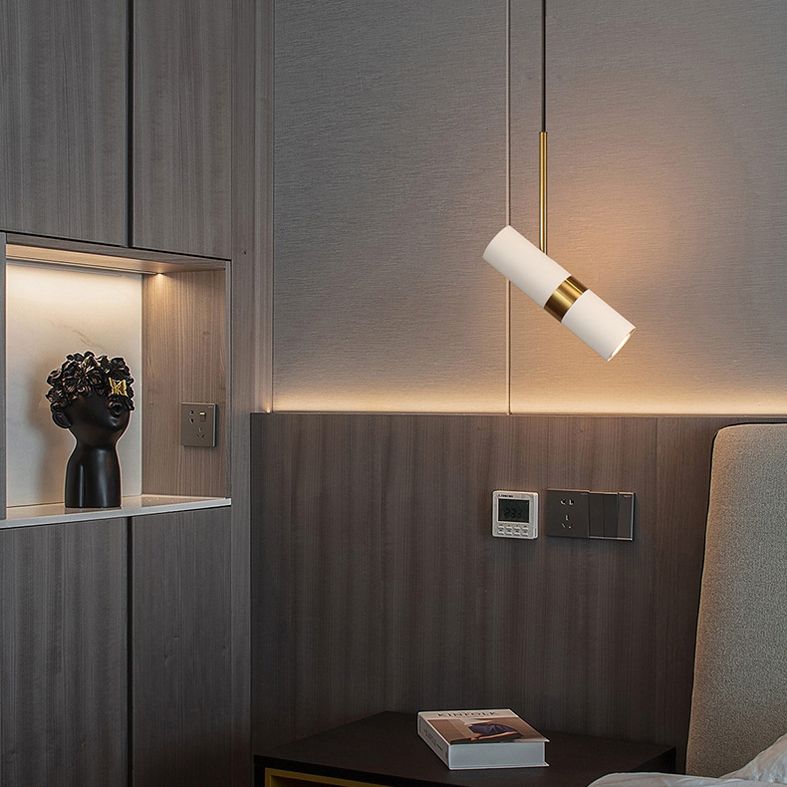 1 Light Cylinder Pendant Lighting Modern Metallic Pendant Ceiling Lights for Restaurant