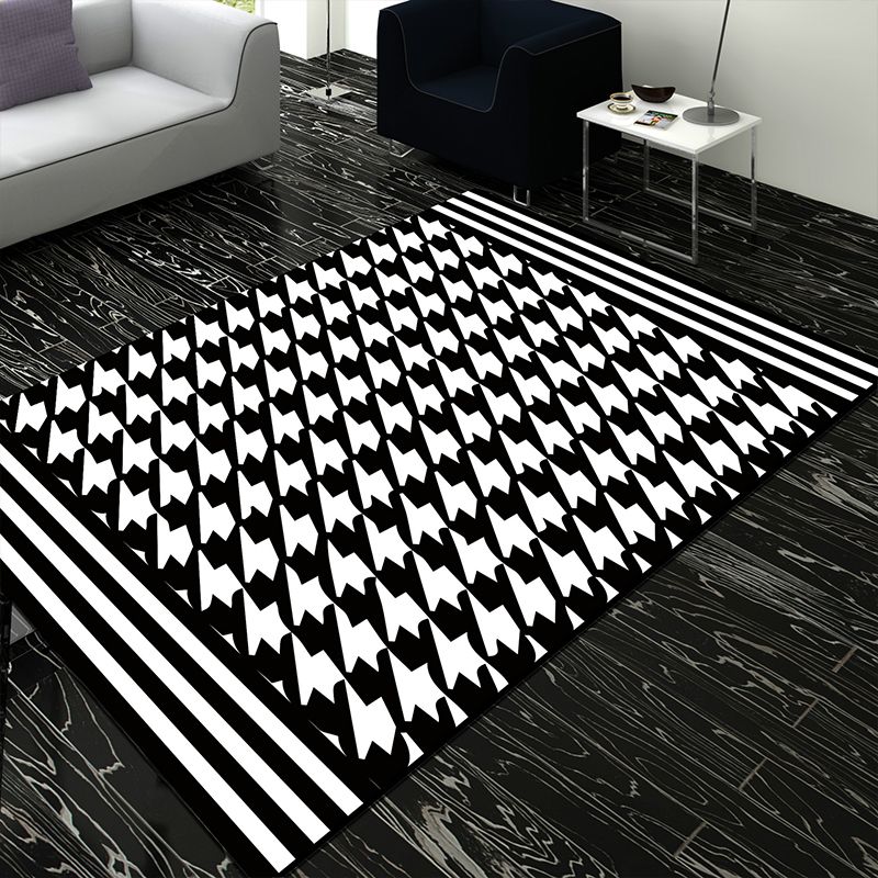 Personality Patterned Rug Multi Colored Nordic Carpet Synthetics Machine Washable Non-Slip Pet Friendly Rug for Great Room