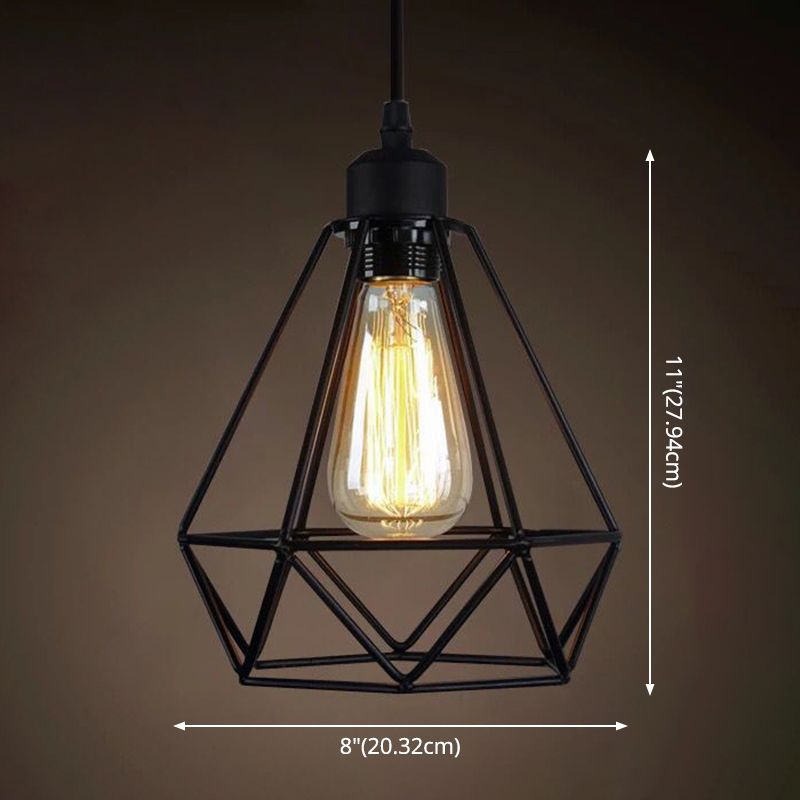 1 licht gekooide hangende verlichtingsarmaturen retro industriële stijl metallic hangende hanglampen voor bar