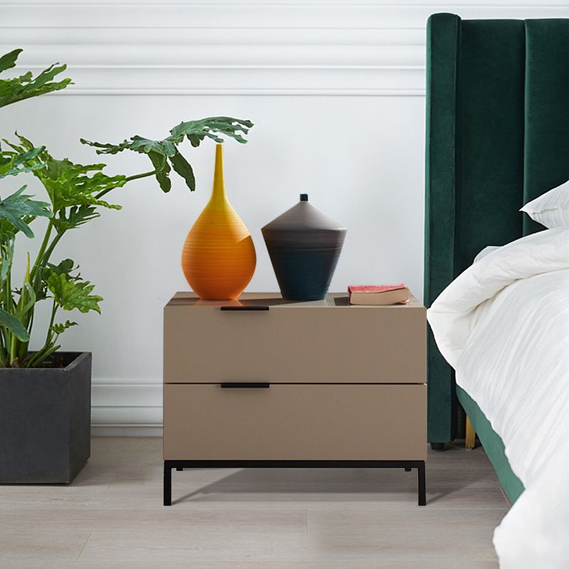 Square Metal with Multi-color Choice Wood Countertop Nightstand