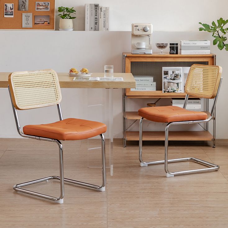 Upholstered Side Chair Modern Style Open Back Armless Chair with Chrome Base