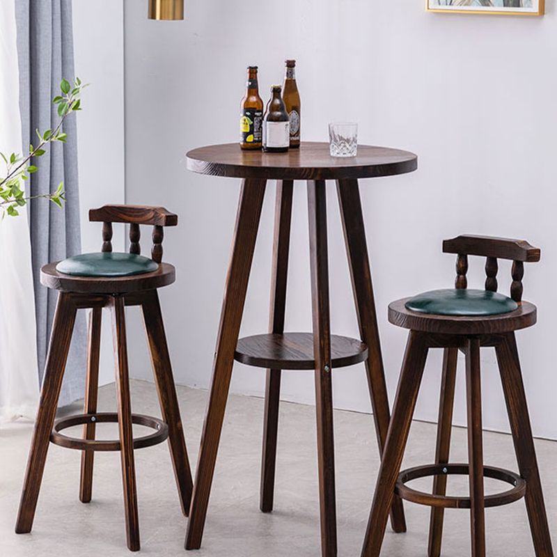 Contemporary Style Round Solid Wood Bar Dining Table for Home Use