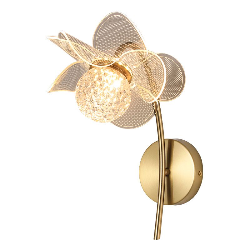 Contemporary Wall Sconce Flower Wall Light Fixture with Acrylic and Metal for Bedroom