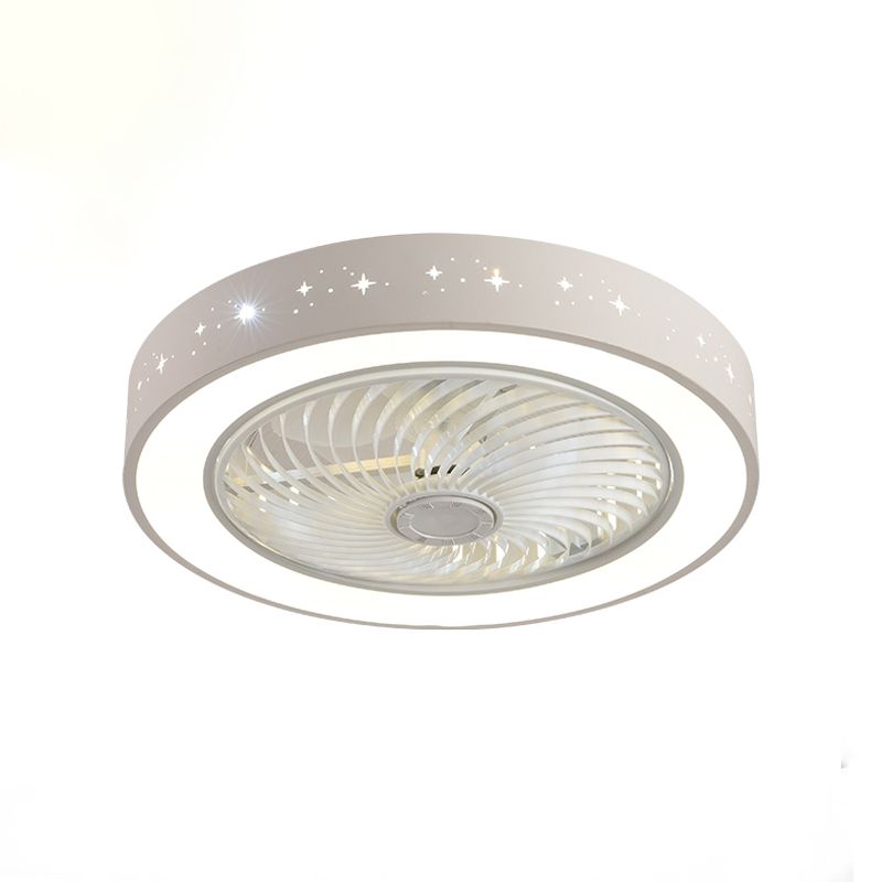 Weiße kreisförmige Lüfterleuchte Nordic LED Metal Semi Flush Deckenleuchte