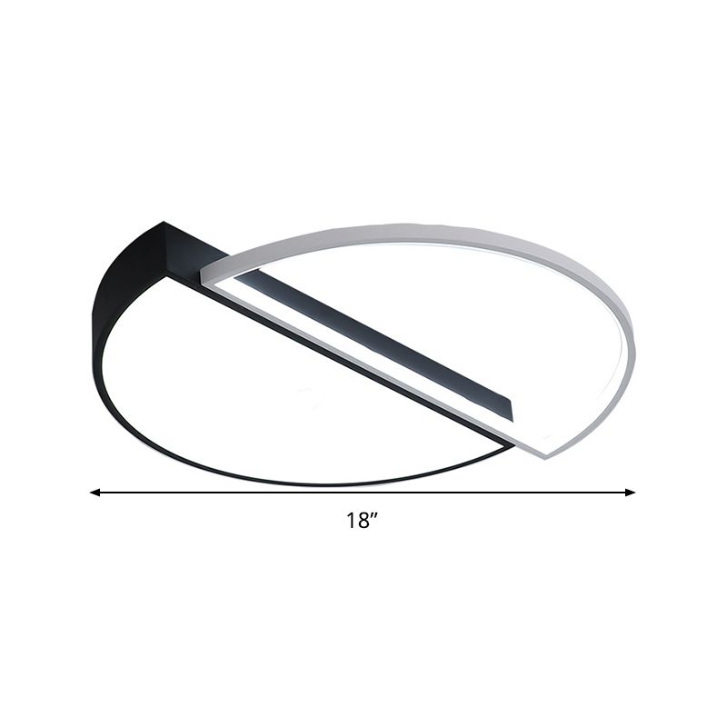 Splicing Round Flush Mount Ceiling Light Modernity Metal LED Black/White Flush Lamp in Warm/White Light/Remote Control Stepless Dimming, 18"/21.5" W