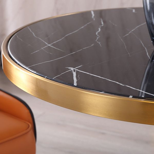 Stone Top Table Metal Traditional Luxury Round Dining Table with Pedestal Base
