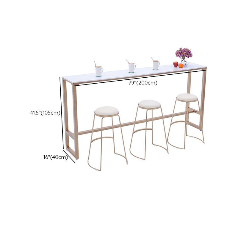 Modern Bar-height Table FauxMarble Top Bistro Bar Table with Gold Base