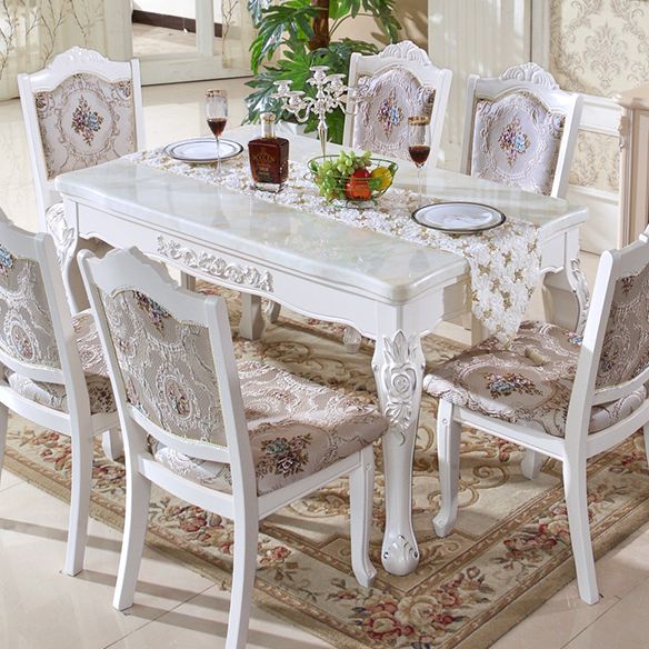 Victorian Style Dining Room Set with Rectangle Table and 4 Legs Base Dining Room Table Set