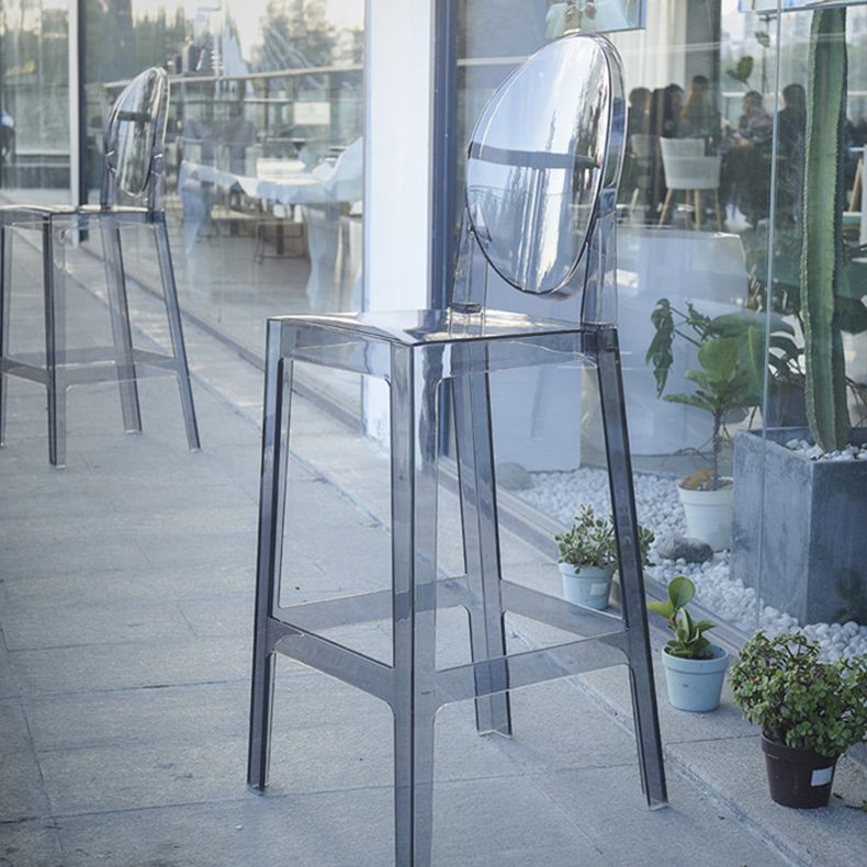Acrylic Indoor Bar Stool Full Back Modern Square Arm-less Counter Stool
