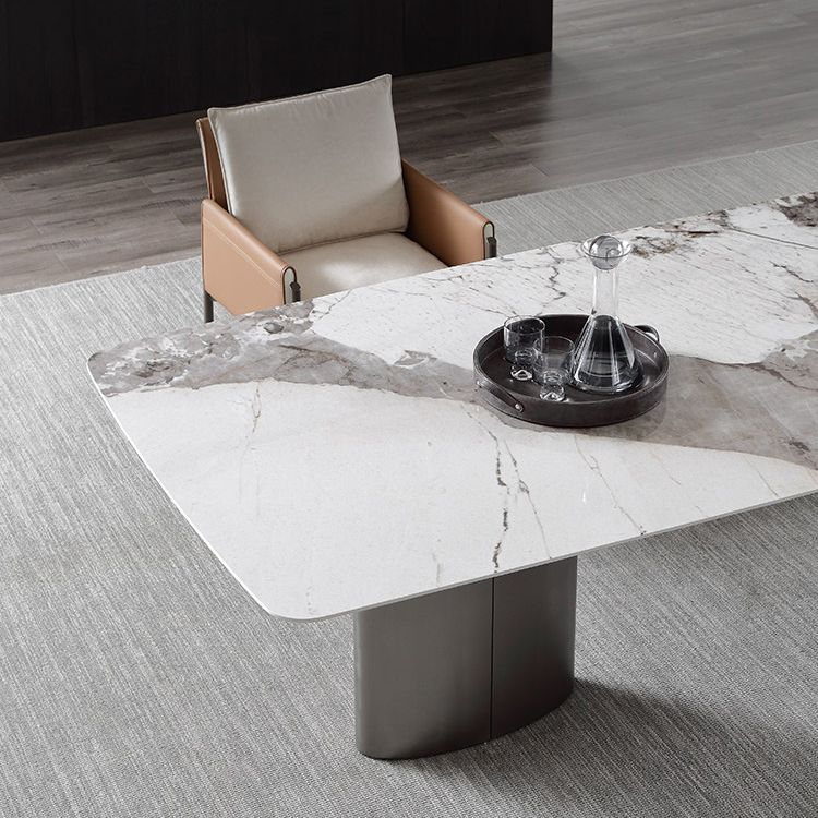 Metaal traditionele luxe rechthoek binnen tafel gesinterde stenen tafel voor eetkamer en keuken